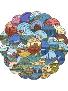 49入組景觀圖案DIY貼紙 - 彩色 - 查看 1