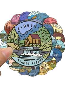 49入組景觀圖案DIY貼紙 - 彩色 - 查看 3