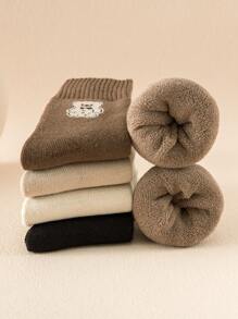 5pairs Bear Pattern Slouch Crew Socks - Multicolor - View 3