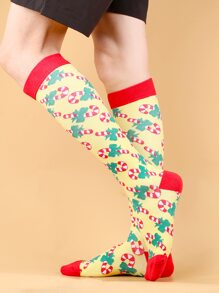 Men Christmas Crutch Pattern Soccer Socks - Multicolor - View 3