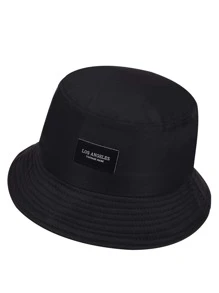 Men Letter Patched Bucket Hat - Black - View 3