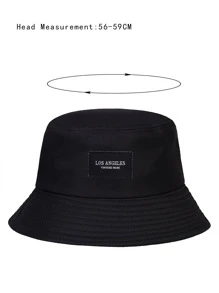 Men Letter Patched Bucket Hat - Black - View 4