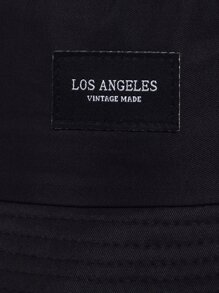 Men Letter Patched Bucket Hat - Black - View 6