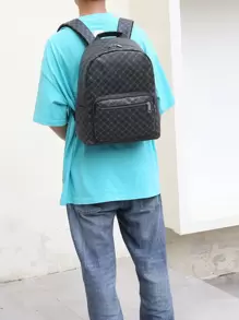 15 英寸男士几何图案休闲校园背包笔记本电脑包书包单肩包学院研究生大学生商务户外旅行露营运动皮包书包返校海滩复古笔记本电脑包运动生活夏季包春假假期礼品包背包旅行必备大包 - 彩色 - 查看 2