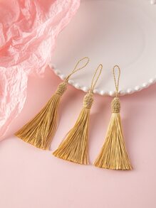 10pcs Plain DIY Sewing Tassel, Gold Polyester Decorative Fringe , Garment Decoration, Clothes Accessory, For DIY - Gold - View 2