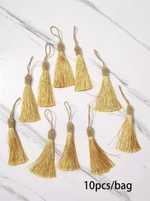 10pcs Plain DIY Sewing Tassel, Gold Polyester Decorative Fringe , Garment Decoration, Clothes Accessory, For DIY - Gold - View 4