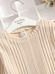 SHEIN Leap Crew Baby Girl Casual And Comfortable Long-Sleeved T-Shirt Suitable For Spring And Autumn - Apricot - View 3