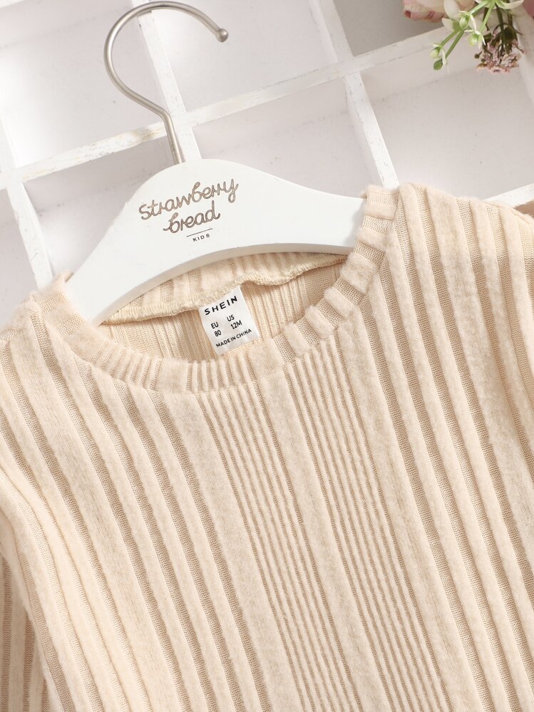 SHEIN Leap Crew Baby Girl Casual And Comfortable Long-Sleeved T-Shirt Suitable For Spring And Autumn - Apricot - View 3