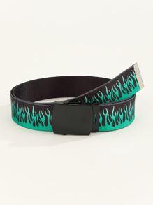 Cinturón Casual para hombre con hebilla automática y patrón de llamas - Multicolor - Ver 1