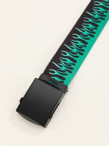 Cinturón Casual para hombre con hebilla automática y patrón de llamas - Multicolor - Ver 3