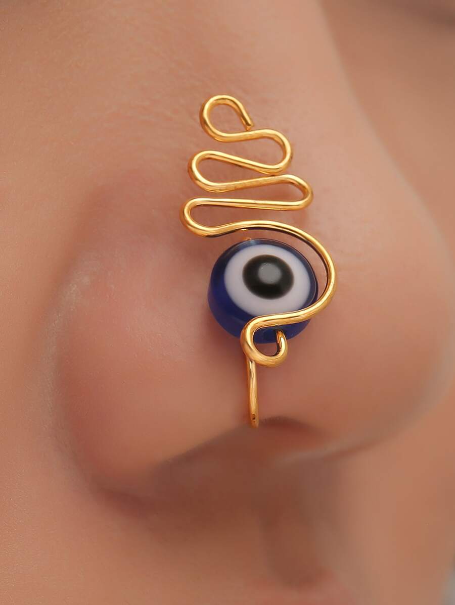 Popular Evil Eye Decor Nose Cuff Copper Simple & Stylish For Women & Girls Unisex - Multicolor - View 1