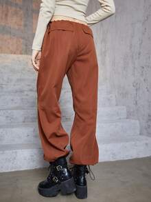 素色側打結運動褲 - 鏽棕色 - 查看 2