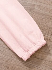 嬰兒網眼刺繡貝殼邊連身背心 - 淺粉色 - 查看 3