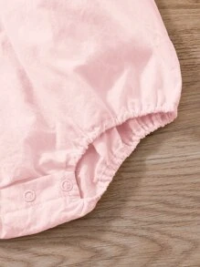 嬰兒網眼刺繡貝殼邊連身背心 - 淺粉色 - 查看 6