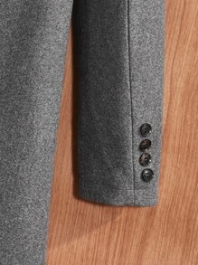 Manfinity Hombres 1 pieza Abrigo con bolsillos oblicuos con botón - Gris Oscuro - Ver 5