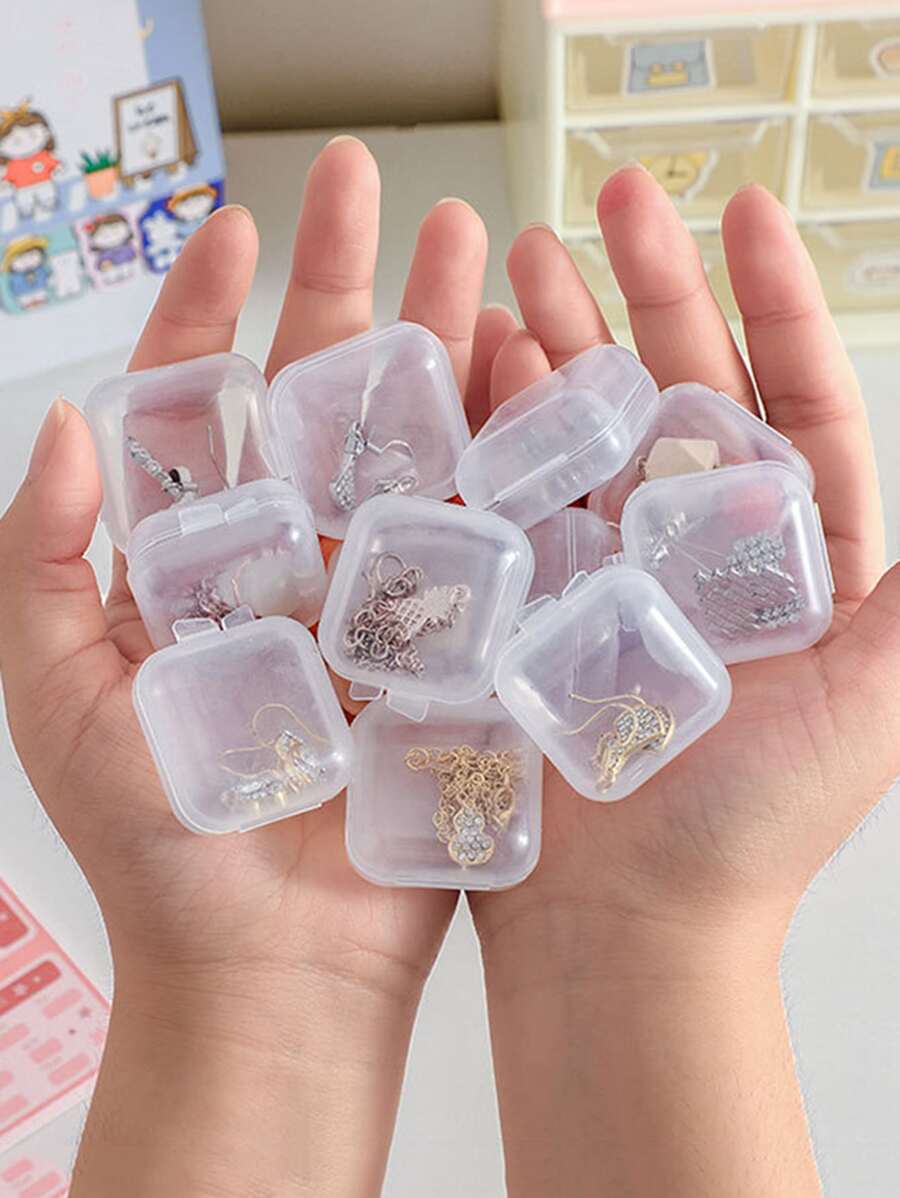 10pcs Clear Mini Jewelry Storage Box - Clear - View 1