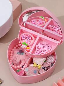 1個心型珠寶收納盒,粉色珠寶整理盒,家居用品,情人節禮物 - 粉色 - 查看 2