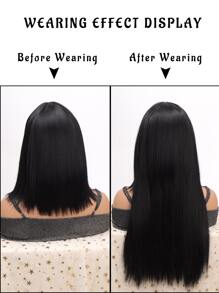3pcs Long Straight Synthetic Hairpiece - Black - View 3