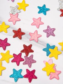 50入組金屬亮絲星星隨機縫紉補丁 - 彩色 - 查看 3