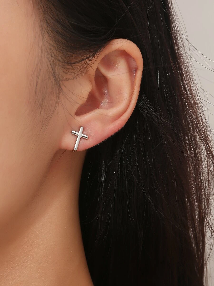 2pcs Cross Decor Ear Cuff - Silver - View 1