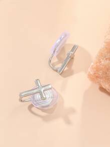 2pcs Cross Decor Ear Cuff - Silver - View 2
