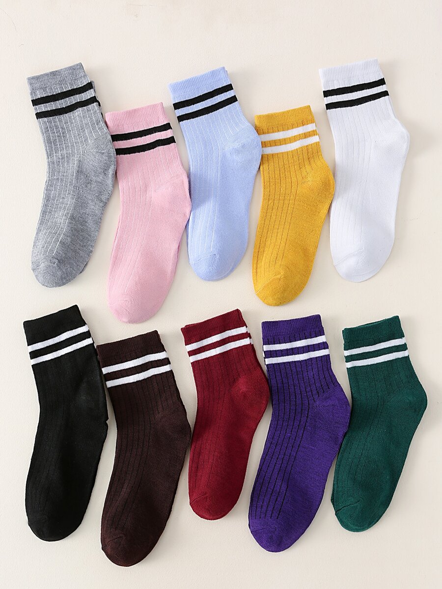 10 cặp Vớ hoa văn sọc - Nhiều màu - Xem 1