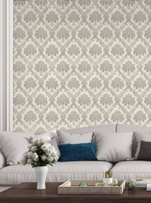 1 pieza de papel de pared con patrón de desplazamiento, rollo adhesivo de pared de PVC con patrón geométrico Vintage para decoración del hogar - Multicolor - Ver 2