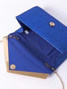 Quyến rũ, thanh lịch, tinh tế, yên tĩnh Sequin sang trọng, sành điệu, sang trọng, Túi buổi tối trang trí bằng kim loại lấp lánh sáng bóng, Ví cô dâu hoàn hảo cho đám cưới, sự kiện vũ hội & tiệc tùng cho cô gái tiệc tùng, phụ nữ - Xanh đậm - Xem 3