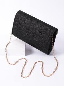 Glitter Metal Decor Evening Bag, Perfect Bride Purse For Wedding, Prom & Party Events - Black - View 2