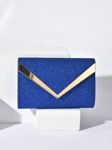 Quyến rũ, thanh lịch, tinh tế, yên tĩnh Sequin sang trọng, sành điệu, sang trọng, Túi buổi tối trang trí bằng kim loại lấp lánh sáng bóng, Ví cô dâu hoàn hảo cho đám cưới, sự kiện vũ hội & tiệc tùng cho cô gái tiệc tùng, phụ nữ - Xanh đậm - Xem 5