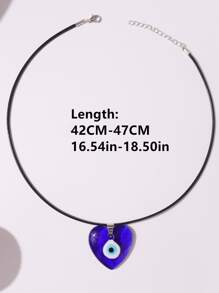 邪惡之眼細節愛心掛飾項鍊 - 彩色 - 查看 3
