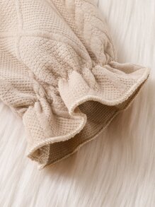 SHEIN Young Girl Ruffle Trim Flounce Sleeve Bow Front Shirt Dress - Apricot - View 4