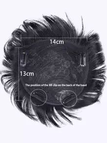 Men Short Straight Synthetic Hair Topper - Black - View 5