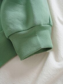 SHEIN EZwear Capucha con cremallera con estampado de mariposa y slogan con cordón - verde menta - Ver 3