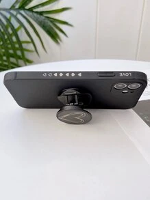 情人节 Y2K 1 件创意卡通浪漫心形可折叠推拉支架手机壳，带防摔/防滑直边，兼容三星 iPhone Redmi - 黑色 - 查看 2