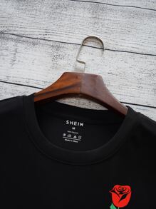 Hombres Camiseta con estampado de rosa