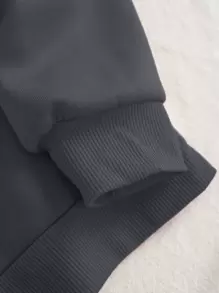 INAWLY Capucha térmica unicolor con bolsillo de canguro con cordón - Gris Oscuro - Ver 4