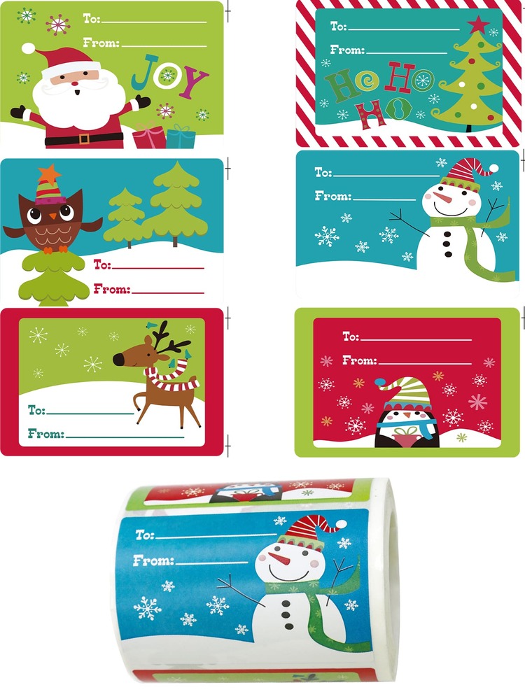 1 rollo Pegatina con patrón de Navidad escribible - Multicolor - Añade 2