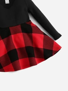 SHEIN Baby Gingham A-line Dress - Multicolor - View 4