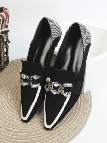 Giày bệt Nữ Chuỗi Pha lê kim cương Hình học Đúng mốt - màu đen - Xem 2