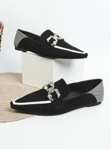 Giày bệt Nữ Chuỗi Pha lê kim cương Hình học Đúng mốt - màu đen - Xem 3