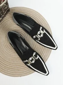 Giày bệt Nữ Chuỗi Pha lê kim cương Hình học Đúng mốt - màu đen - Xem 5