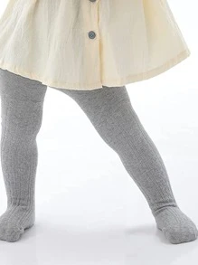 3pairs Toddler Girls Black & White & Gray Solid Tights - Multicolor - View 3