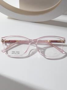 女士时尚方形框架眼镜 - 淺粉色 - 查看 3