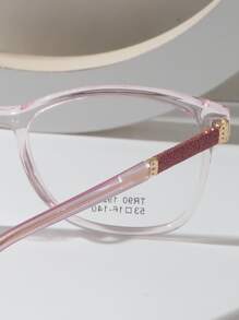 女士时尚方形框架眼镜 - 淺粉色 - 查看 5