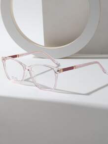 女士时尚方形框架眼镜 - 淺粉色 - 查看 7