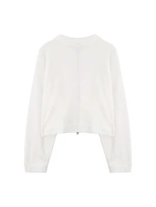 Letter Patched  Zip Through Drop Shoulder Crop Sweatshirt