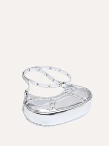 輕質鬆散傑布斯風格金屬飾釘眼鏡蛇包，適用於青少年女孩、大學生、新手和白領工人，適合辦公室、大學、工作、商務、通勤、戶外、旅行、遠足、購物、假期、海灘、假期、時尚、朋克和街頭風格等場合的使用 - 銀色 - 查看 4