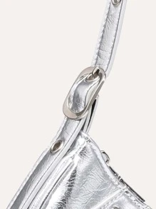 輕質鬆散傑布斯風格金屬飾釘眼鏡蛇包，適用於青少年女孩、大學生、新手和白領工人，適合辦公室、大學、工作、商務、通勤、戶外、旅行、遠足、購物、假期、海灘、假期、時尚、朋克和街頭風格等場合的使用 - 銀色 - 查看 8