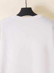 Manfinity Roghcode 男士字母圖案落肩袖套頭衫 - 白色 - 查看 3